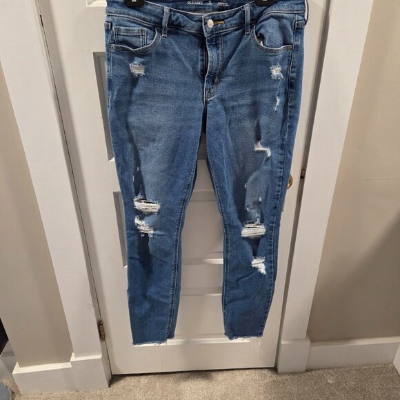 Old Navy Mid-rise Rockstar Skinny Jeans - distressed - 10 Long - Picture 3 of 5